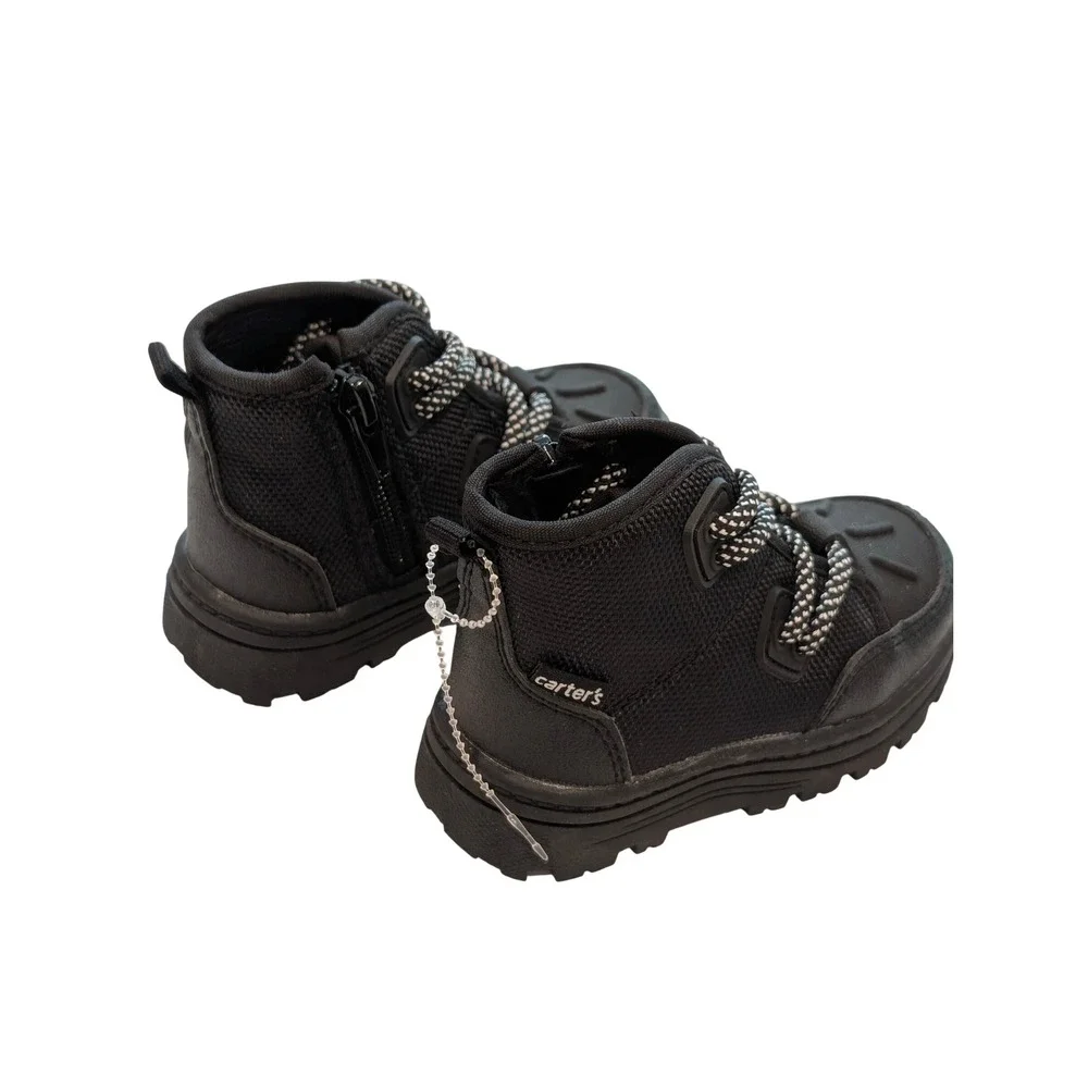 Carters Kids Toddler‎ Black High Top Boots Side Zip Lug Sole Shoes Size 5